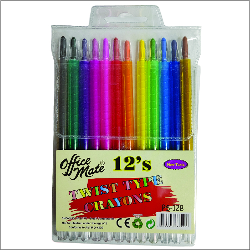 PS - 12 B Retractable Crayons 12 Piece Set / Wallet ( L164 mm )