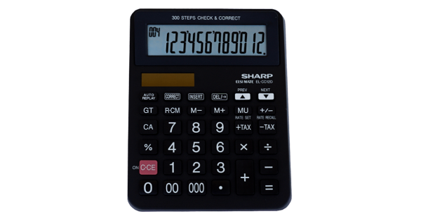 EL CC 12D Sharp 12 Digit Hand Held Check & Correct 165 x 130 x 29 mm