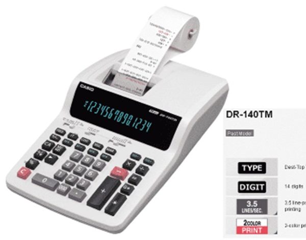 DR - 140TM Casio 14 Digit Desk Top Printer Calculator AC