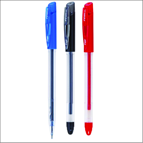 FINIX  0.7mm Flair Gel Pen Fine Clear Barrel Black / Blue / Red