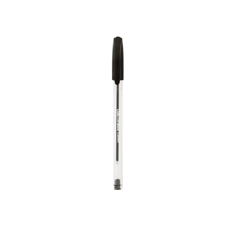 Clear Barrel 1.0mm Cello Tri-Mate Ball Pens Medium Black / Blue / Red