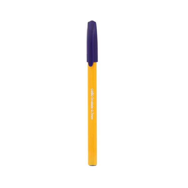 Orange Barrel 0.7mm Cello Tri-Mate Ball Pens Fine Black / Blue / Red