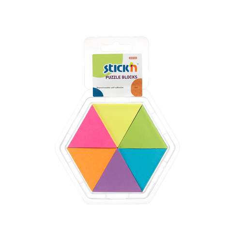 No. 21369 43 X 50 mm NEON PUZZLE BLOCKS TRIANGLE X 6