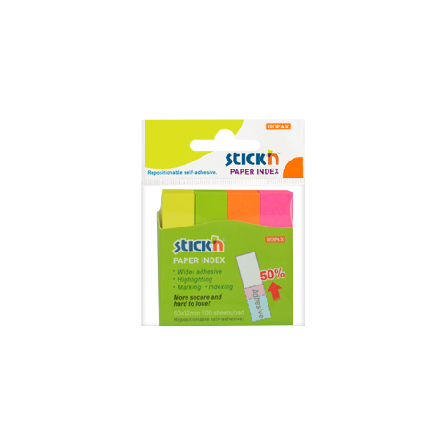 No. 21613 NEON 50 X 12 MM  PAPER INDEX 4 X ASST COL 100 SHTS X 4